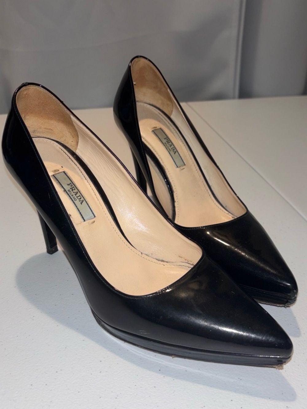 Prada Black Patent Leather Pointed Pumps